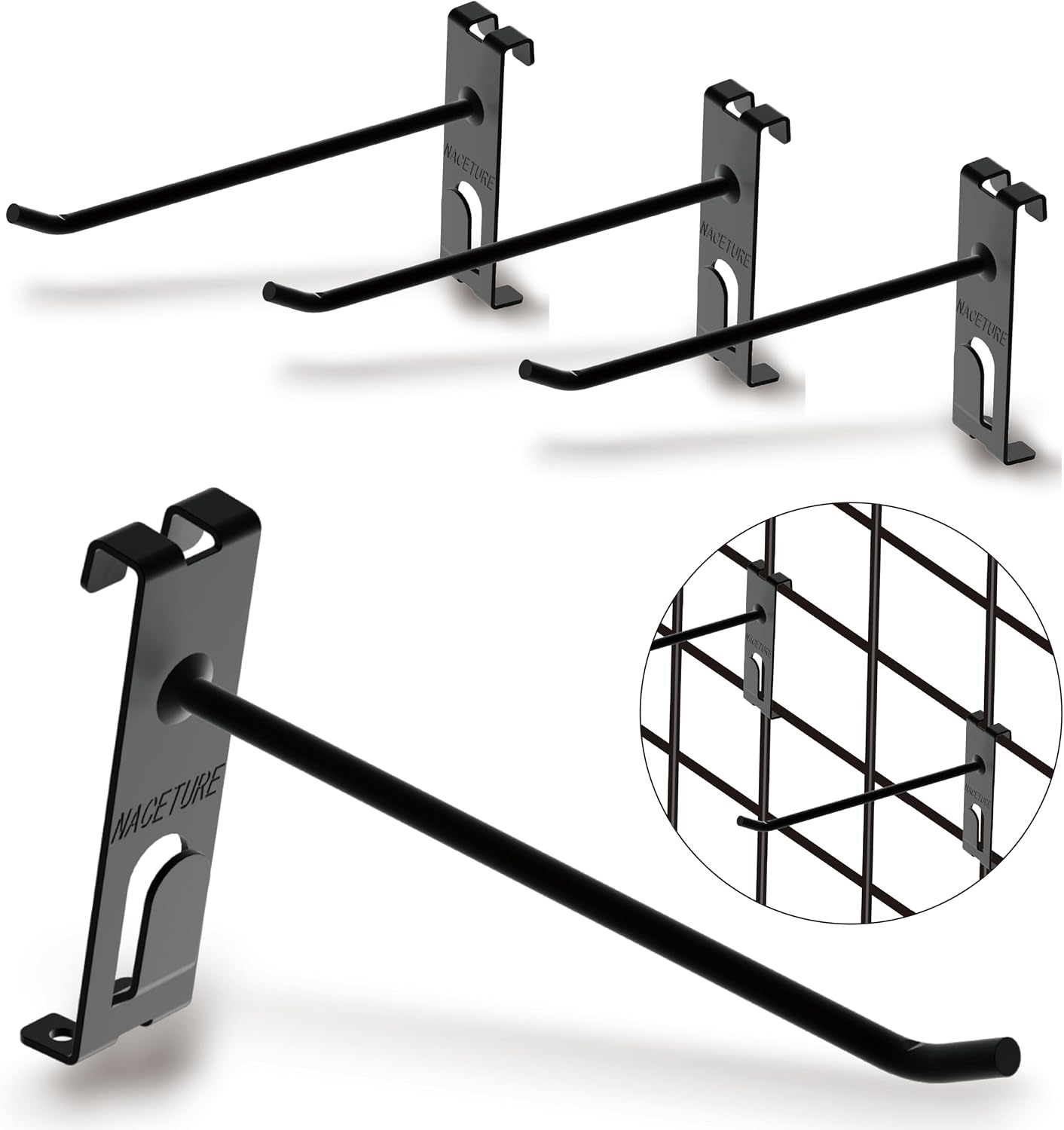 Double Gridwall Hooks- 24 Pcs Display Hooks for Grid Wall Panel- Grid Wall Hooks 6 inch with Extra Hook On The