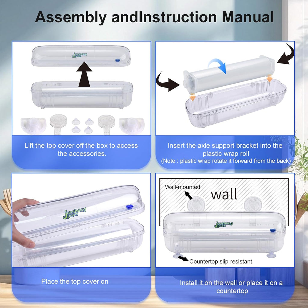 Refillable Cling Wrap Dispenser with Slide Cutting Cutter