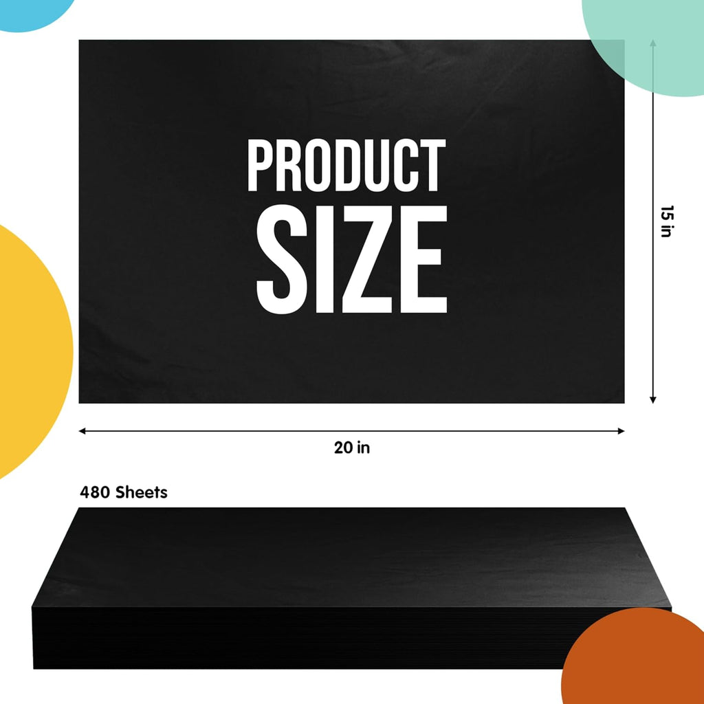 Black Tissue Paper for Gift Bags 15" X 20" 480 Sheets