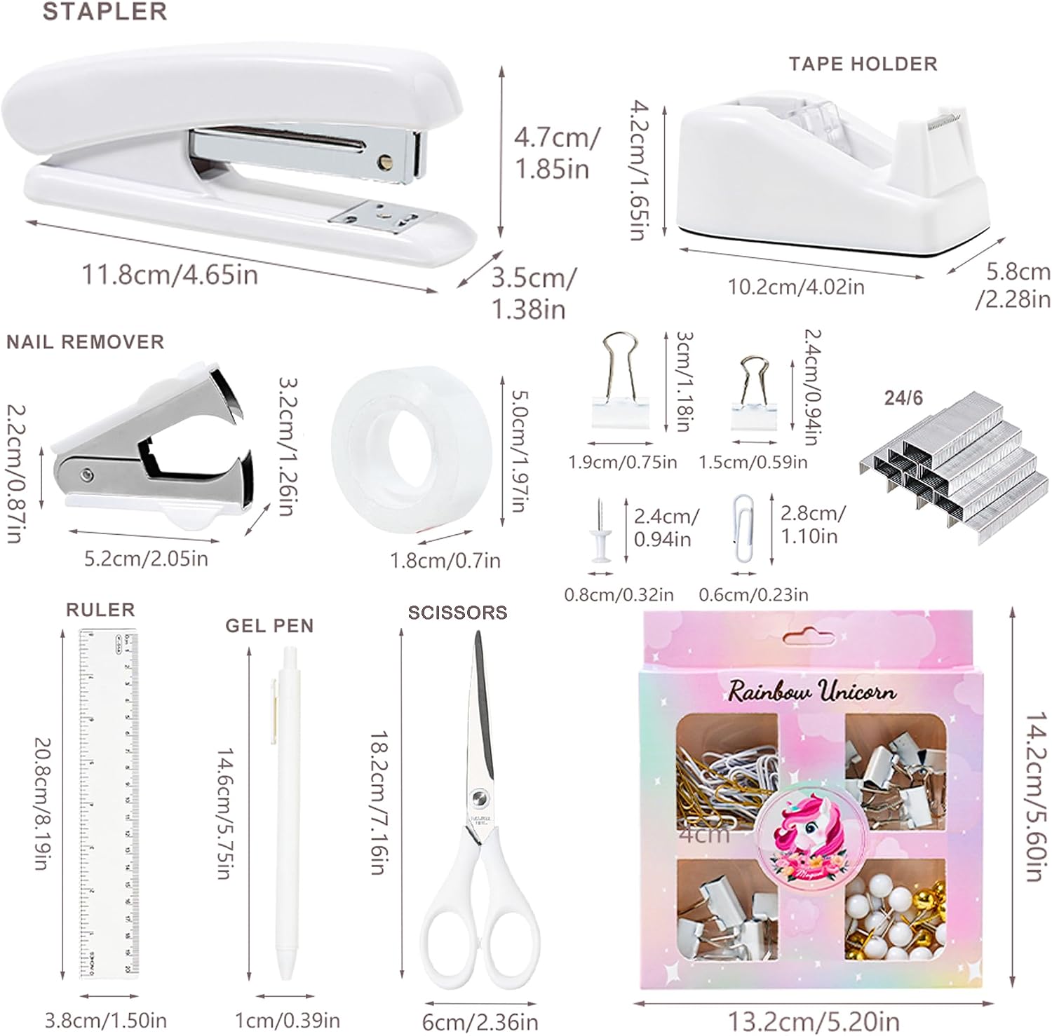 Desk Accessories with Pen Holder, Office Supplies Desk Organizers and Accessories, Tape Dispenser, Stapler, Staple