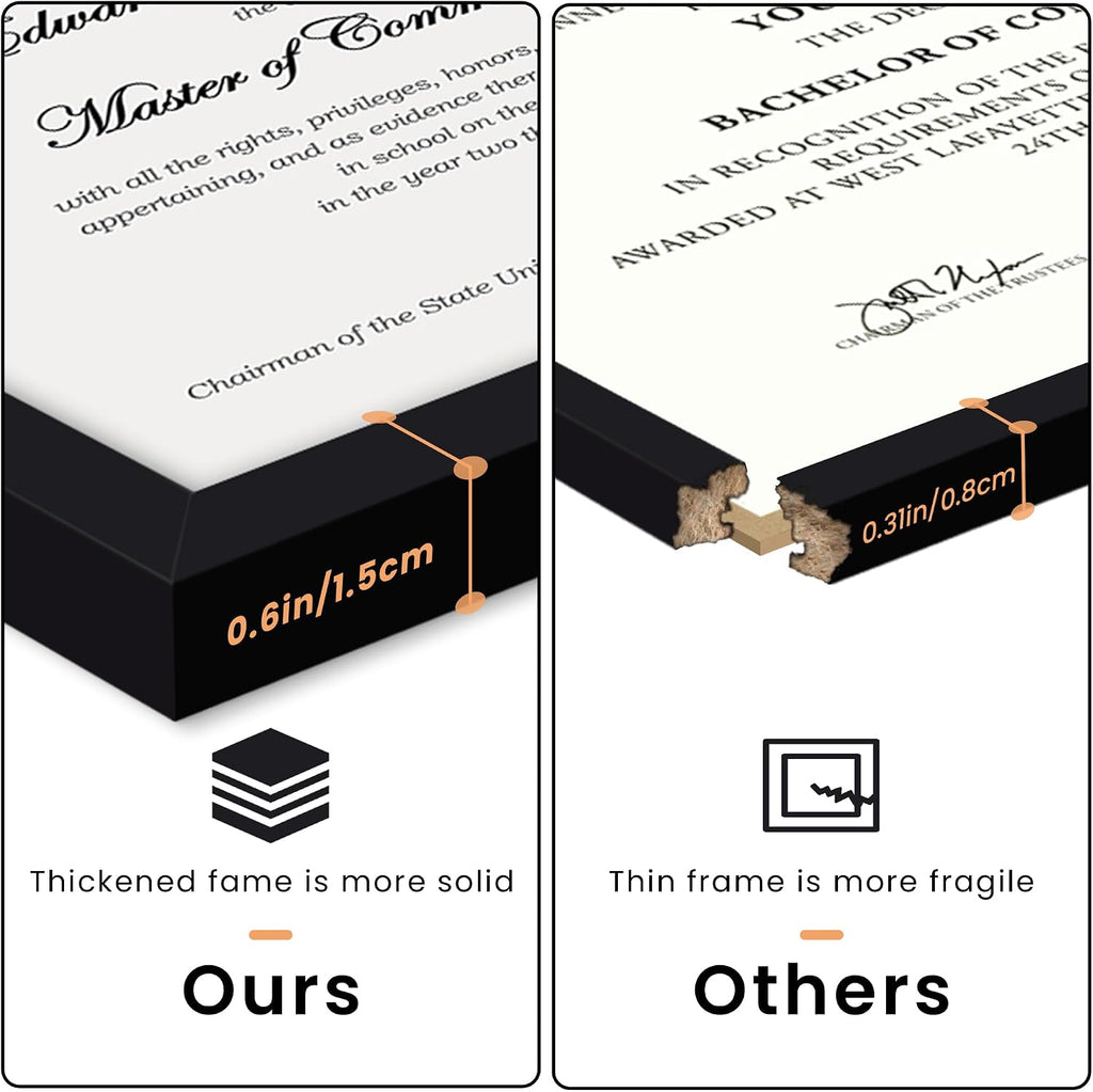 Certificate Frame, 8.5 by 11 Diploma Frames, 1 Pack, Black | Clear Plexiglass, 8.5x11 Document Degree Frames for