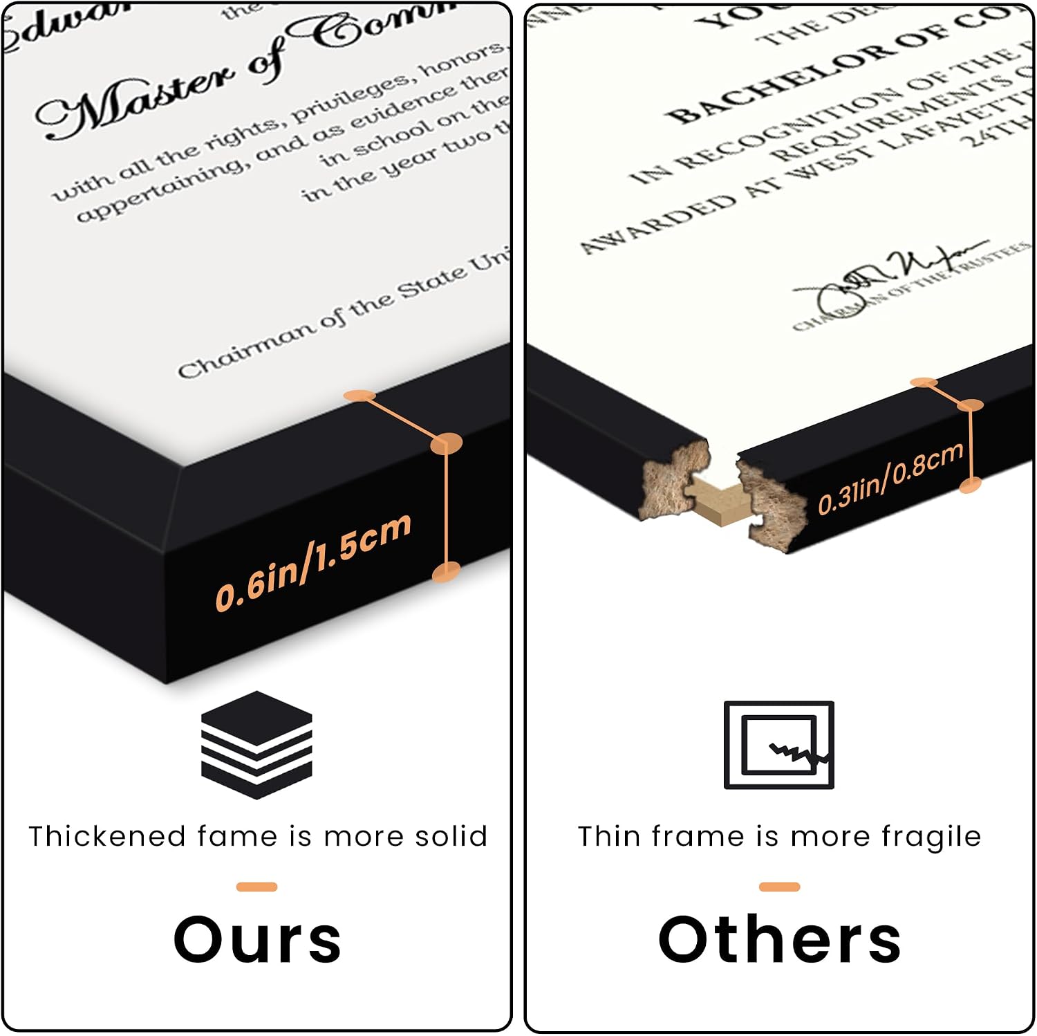 Certificate Frame, 8.5 by 11 Diploma Frames, 1 Pack, Black | Clear Plexiglass, 8.5x11 Document Degree Frames for