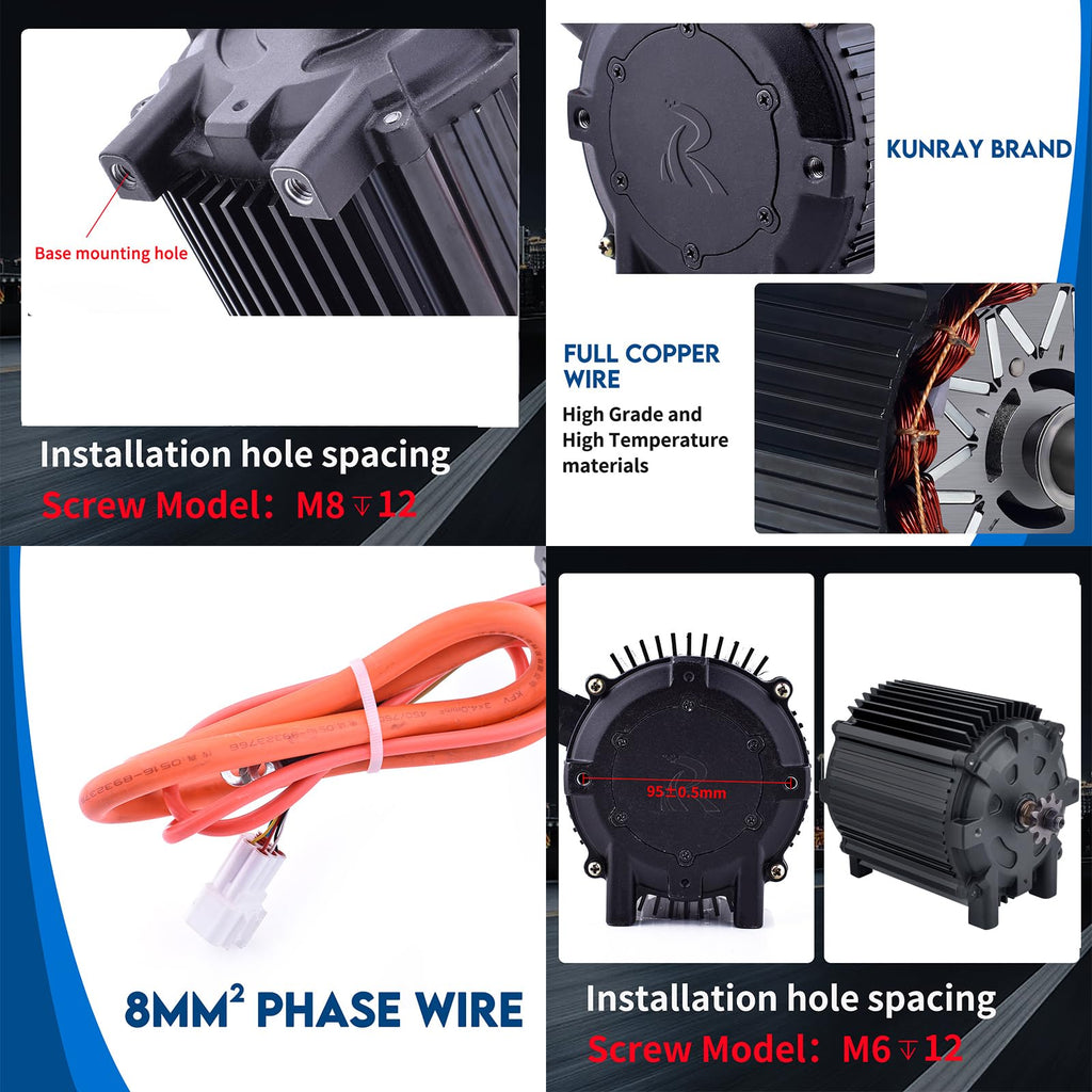 Electric Brushless DC Motor 72V 5000W Peak 8000RPM Scooter Motor KR5V V2