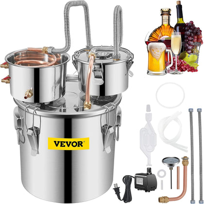 Alcohol Still 8GAL/30L, Alcohol Distiller with Thumper Keg, Distillery Kit for Alcohol with Copper Tube & Build-in