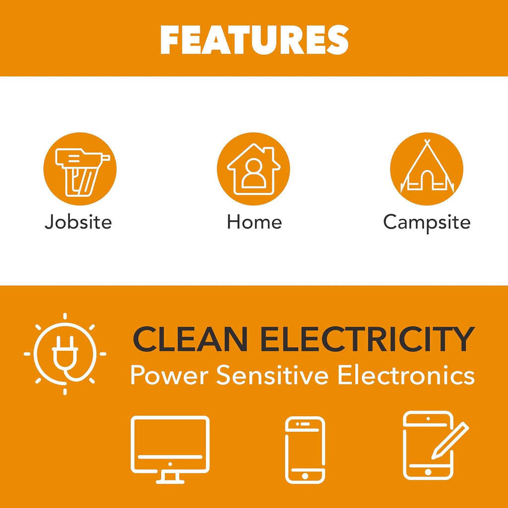 2700 Watt Portable Inverter Generator, Dual Fuel Gasoline & Propane, CO Sensor, Super Quiet, Use for Jobsite