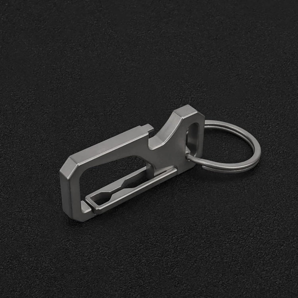 Titanium Carabiner Keychain for Men, Heavy Duty Key Ring Clip | Metal KeyRing Clip with Bottle Opener, EDC Multitool