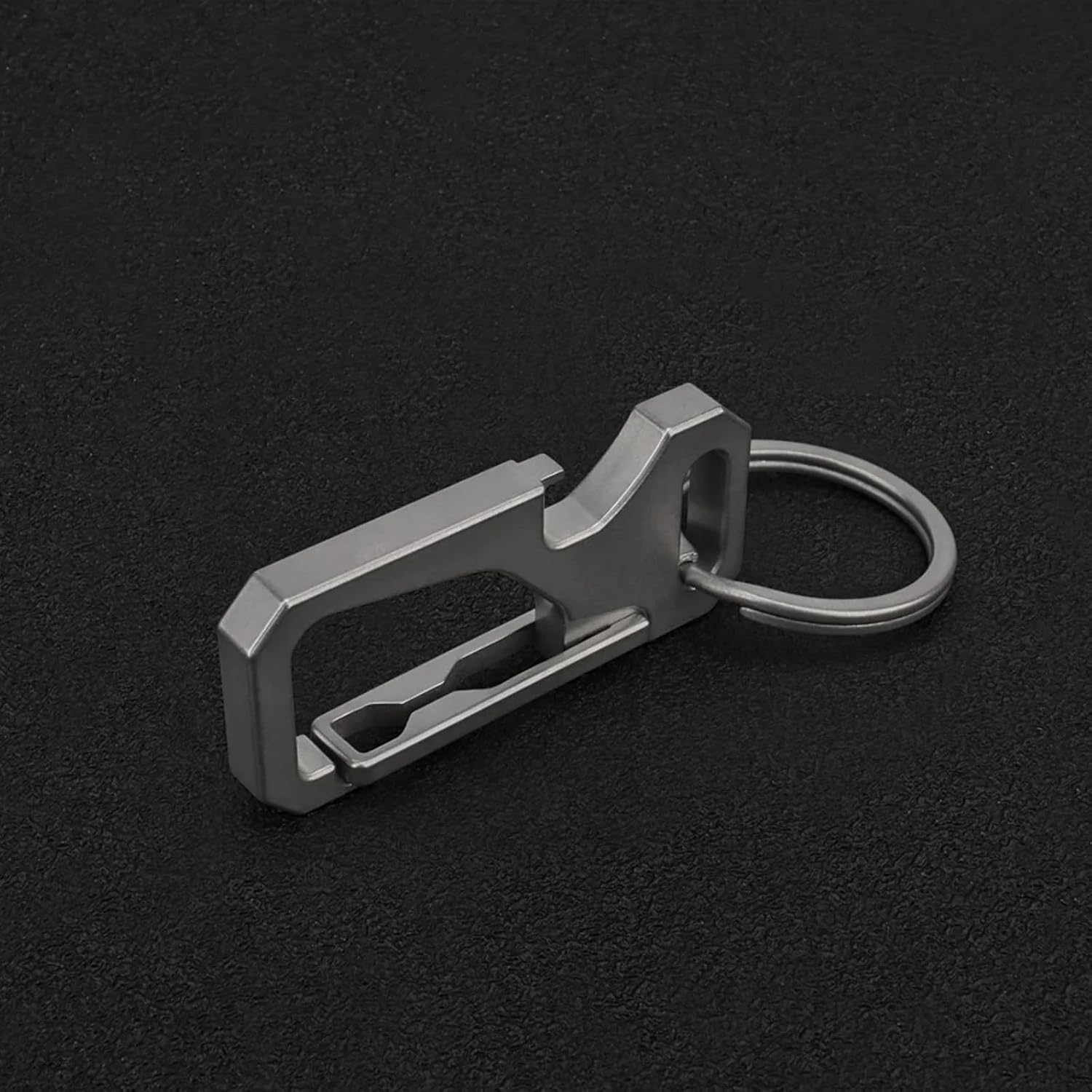 Titanium Carabiner Keychain for Men, Heavy Duty Key Ring Clip | Metal KeyRing Clip with Bottle Opener, EDC Multitool