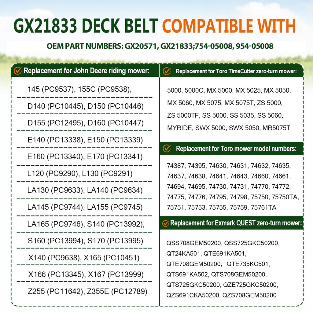GX21833 Belt 1/2"x141.7" for John Deere Aramid Cord