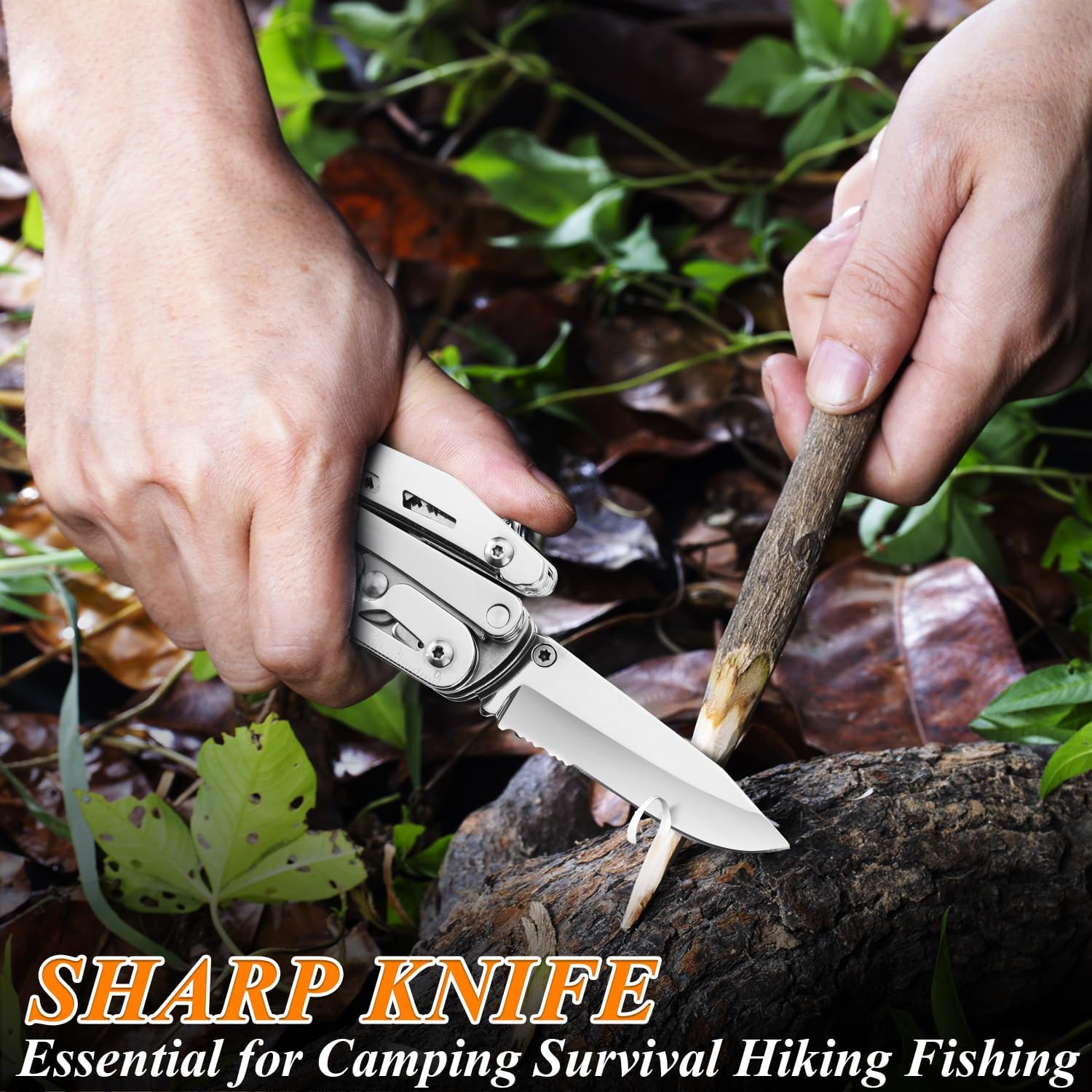 Multi Tool Pocket Knife Tactical Camping Survival Knife Gifts for Men Dad Husband 18 in 1 Multitool Pliers Scissors
