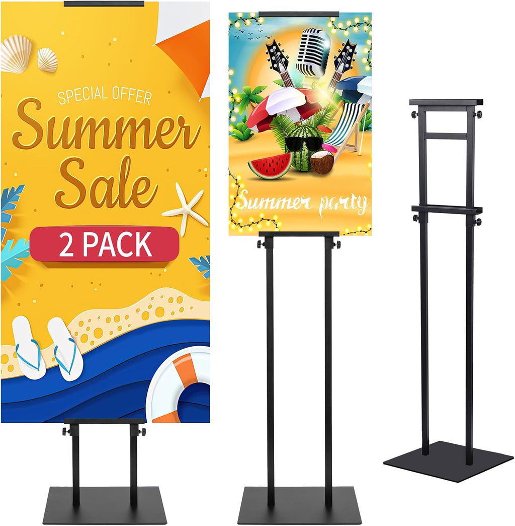 Poster Stand for Display, Adjustable Heavy Duty Poster Board Stand | 2 Pack Pedestal Floor Sign Holder Stand, Height