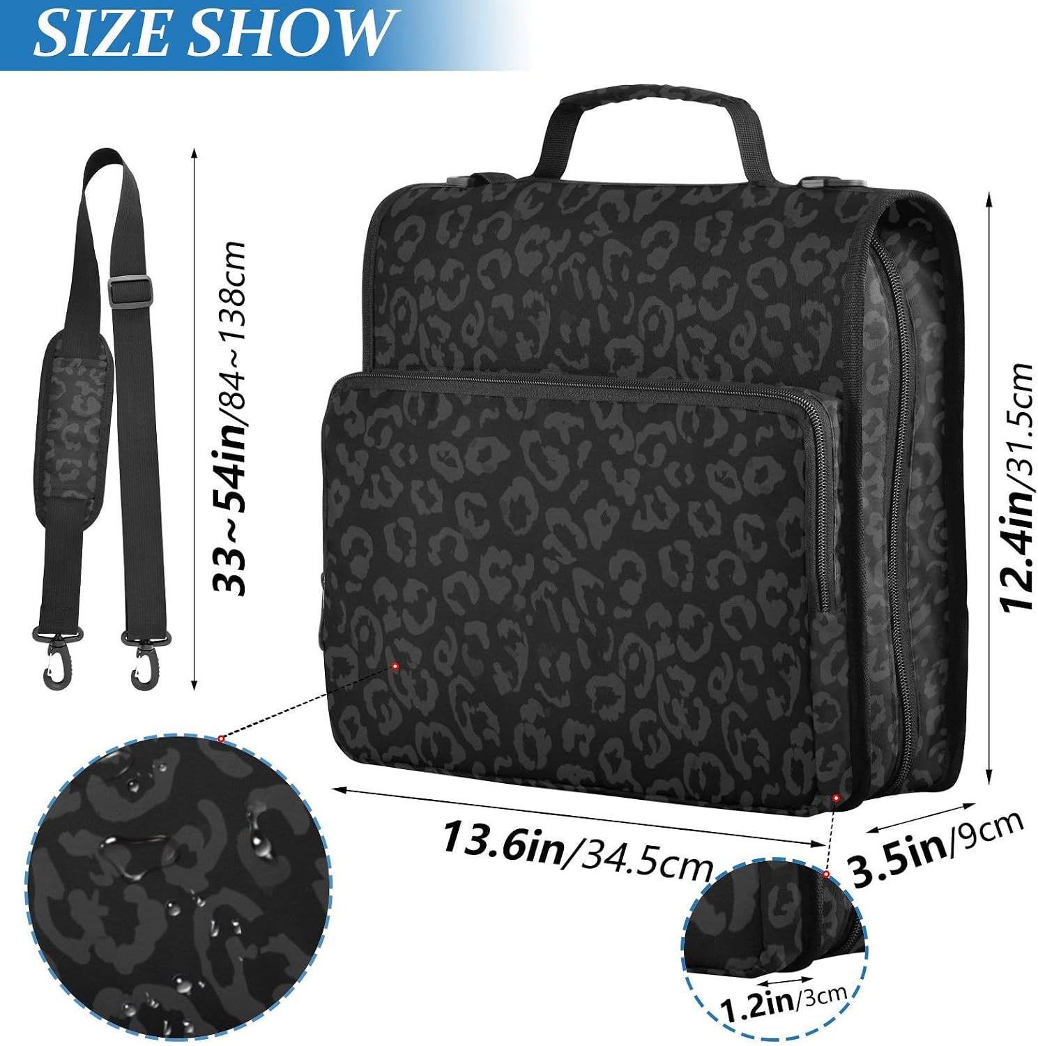 Zipper Binder Bag 3 Ring File Folder Portfolio Organizer Zippered Binder Bags with Strap Fits Laptop Women Men