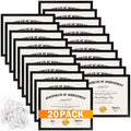 20 Pack Certificate Frames 8.5 x 11, College Diploma Frame, Black