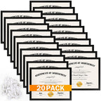 20 Pack Certificate Frames 8.5 x 11, College Diploma Frame, Black