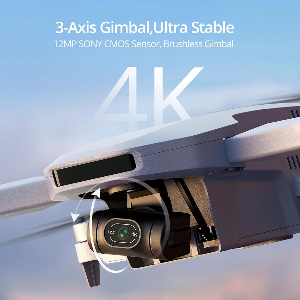 ATOM 4K GPS Drone, 3-Axis Gimbal, 96 Mins Flight, 6KM Transmission | 4K/30FPS QuickShots, Visual Tracking, Under