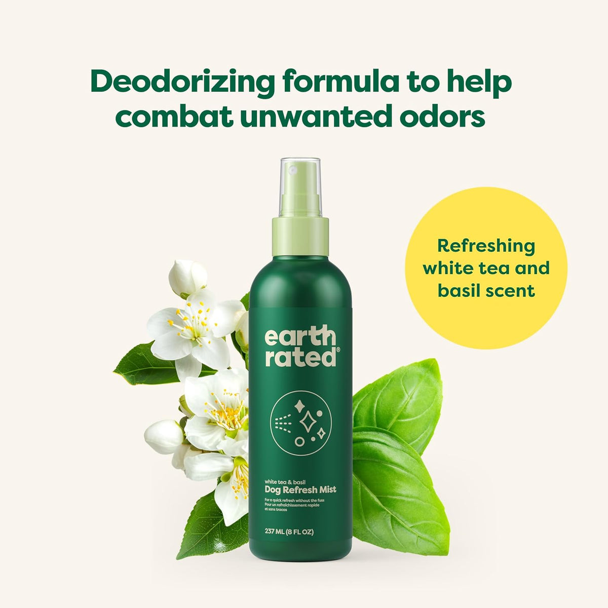 Dog Deodorizing Refresh Mist Spray, White Tea & Basil, 8oz