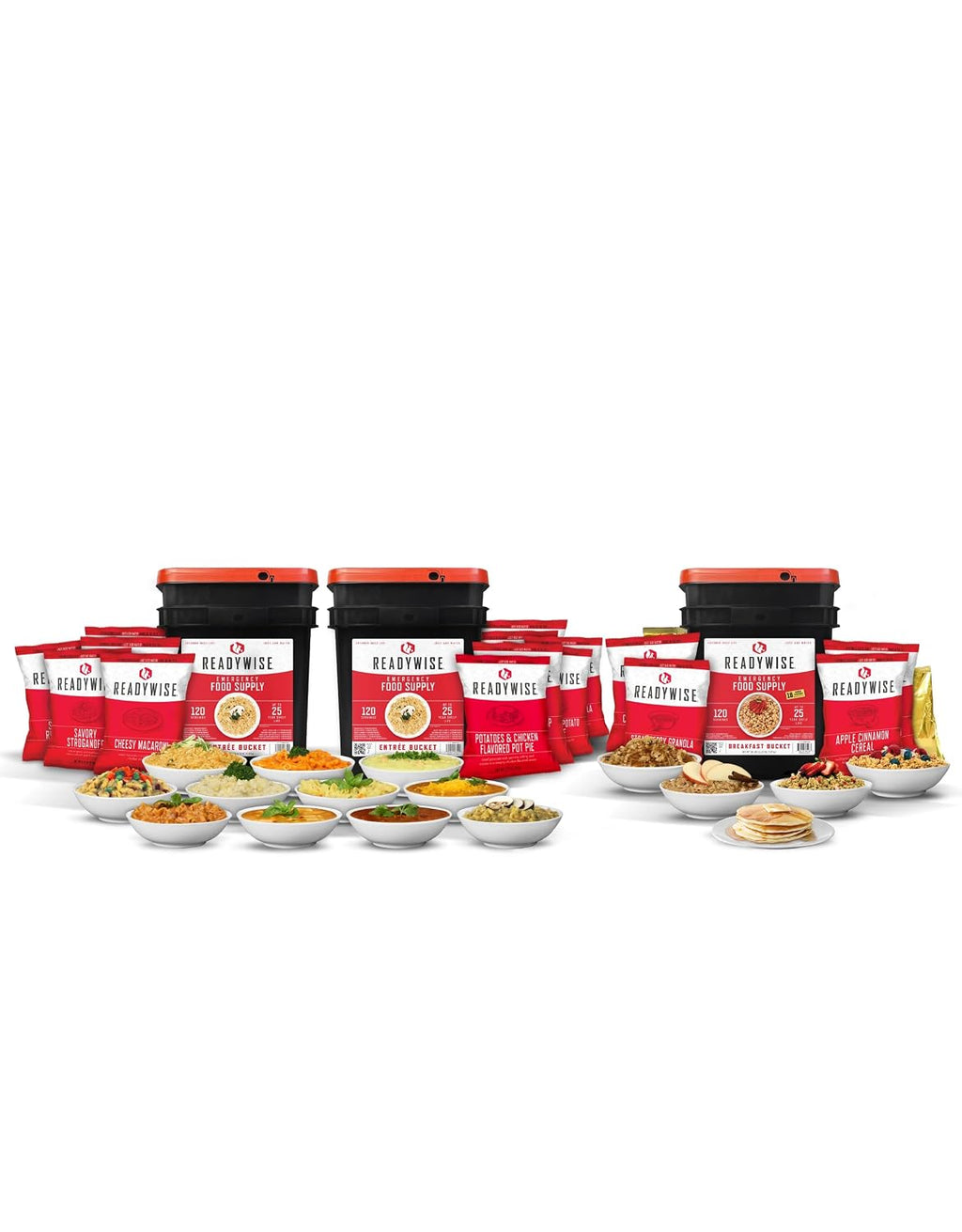 Emergency Food Supply - 360 Servings, 3 Buckets, Freeze Dried & Dehydrated Package of Long Term Meals, Survival Kit