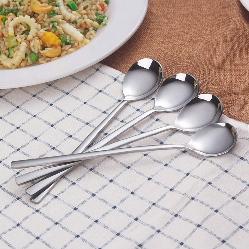 Spoons, 8 Pcs Korean Spoon, 8.5 Inch Stainless Steel Soup Spoons