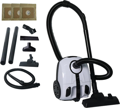 Bagged Canister Vacuum Cleaner for Carpets, Rugs, Hard Floors, Upholstery, Powerful 1000W Motor, 2L Dust Capacity