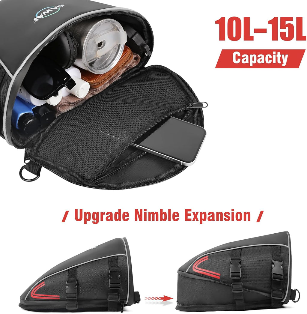 Motorcycle Tail Bag, Upgrade 15L Waterproof Sports Motorbike Rear Seat Bag with Shoulder Strap, Motorcycle Tank Bag