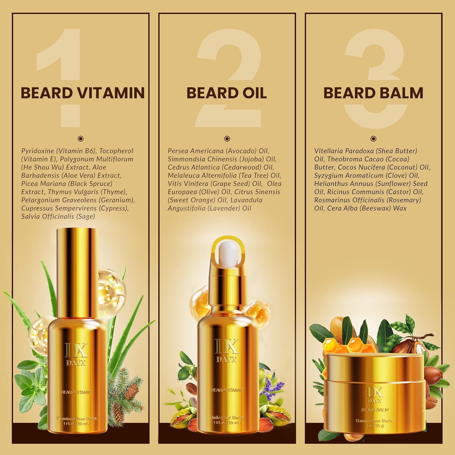 Beard Kit for Black Men: Premium Beard Care Kit w/Balm, Oil & Vitamin Spray | GIFTS FOR MEN | ALL NATURAL INGREDIENTS