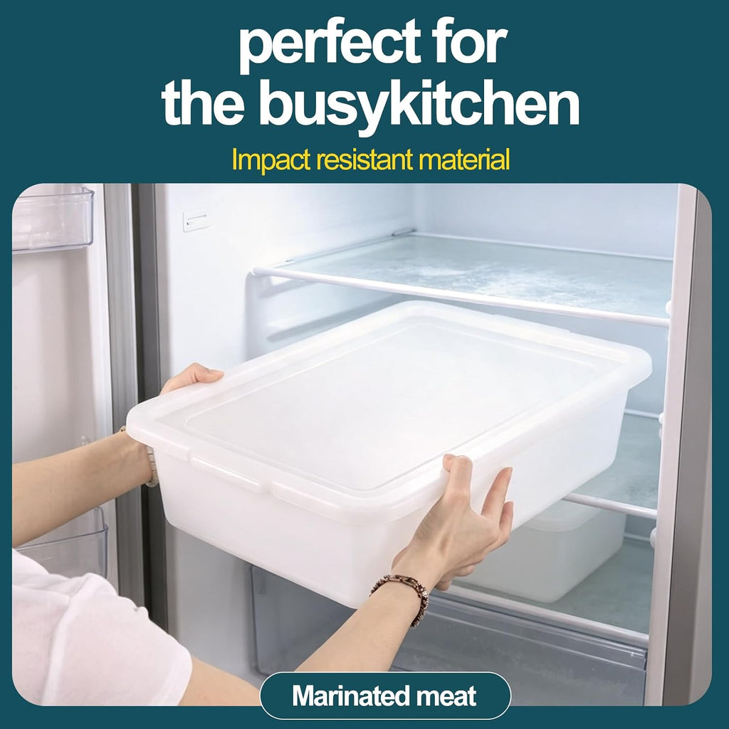 3-Pack Commercial Bus Boxes with Lids, Dough Proofing Boxes, White