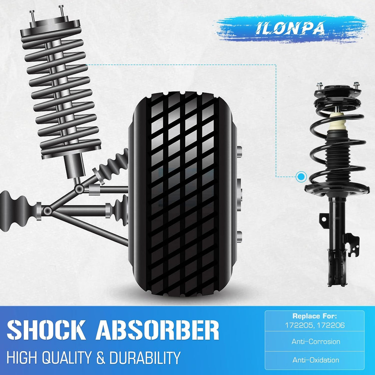ILONPA Front Struts Shocks for Toyota Camry Solara 2004 2005 2006 / 2PCS