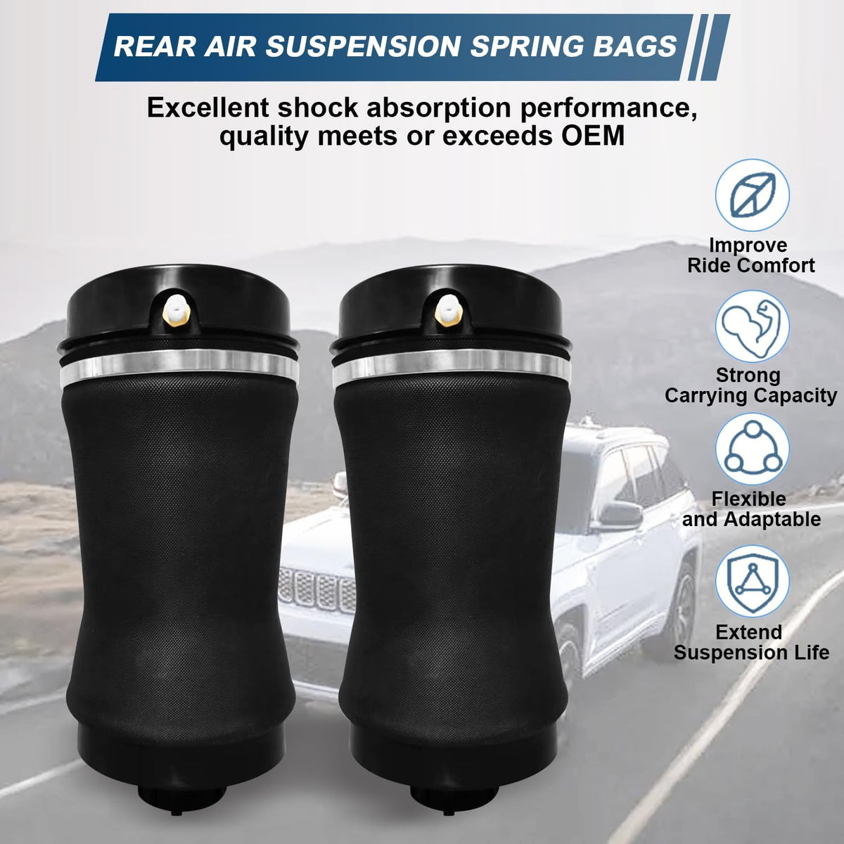 Rear Air Suspension Spring Bag Replacement Compatible with Jeep Grand Cherokee 2011 2012 2013 2014 2015 68029912AE 68029911AB 68029912AC 68029912AD