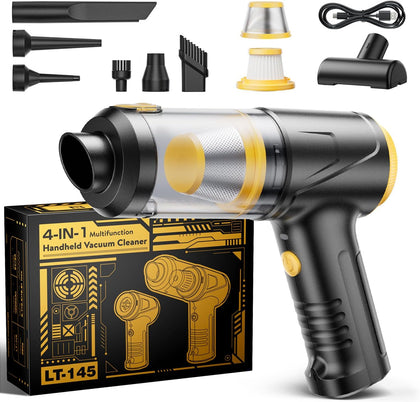 Handheld Vacuum Cleaner, 21000Pa Cordless 4-in-1 Mini Car Vacuum | Cordless Vacuum with LED Lights, Built-in