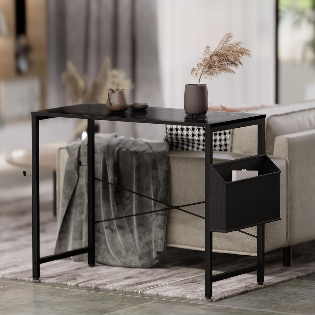 32 Inch Computer Desk for Small Spaces with Storage Bag, Home Office Work Desk with Headphone Hook, Small Office Desk