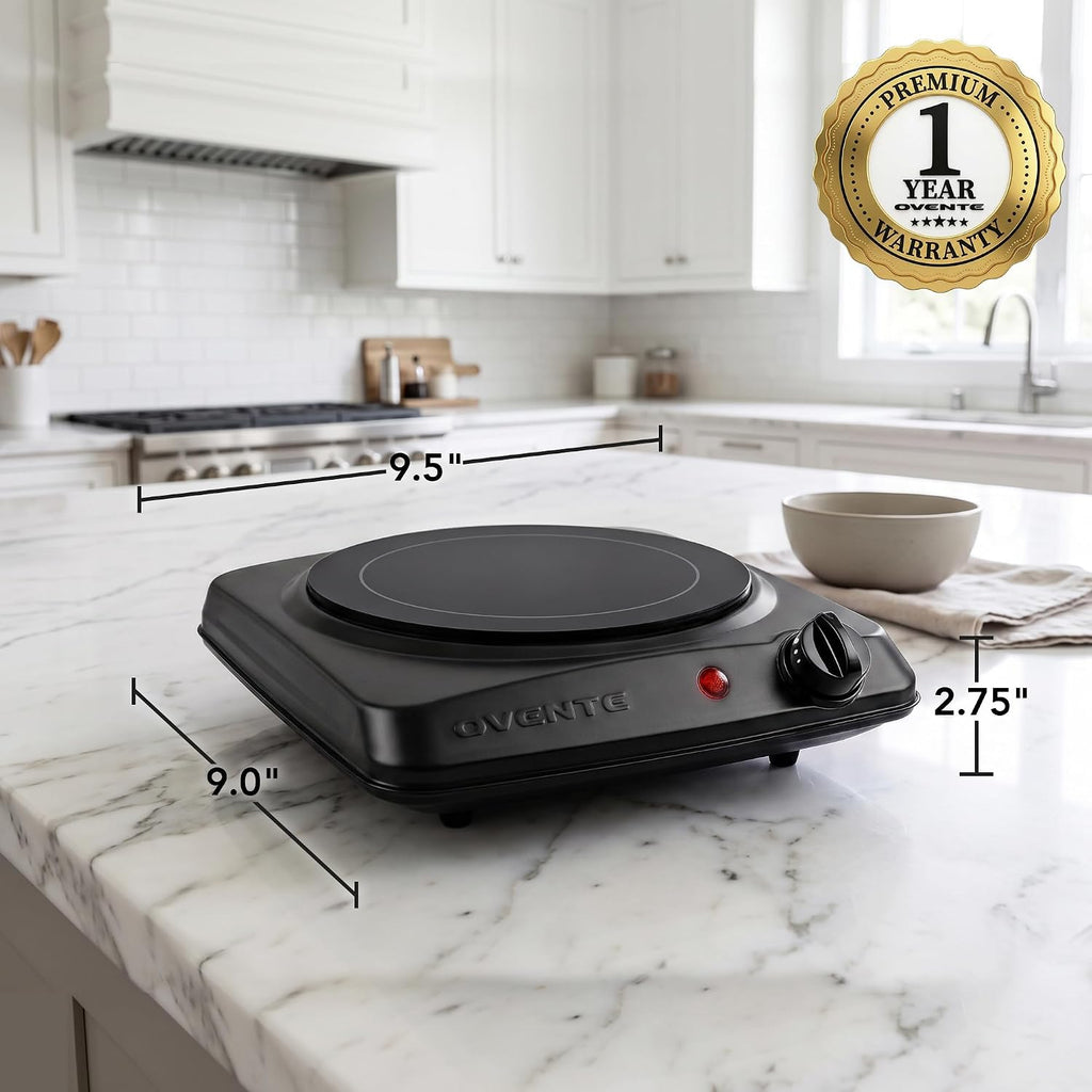 Electric Infrared Single Burner, 1000W Hot Plate, Black BGI101B