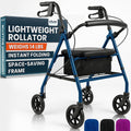 Vive Ultra Lightweight Rollator Walker with Seat - Foldable, Narrow, Rolling Senior Walker for Small Spaces - 4 Wheel
