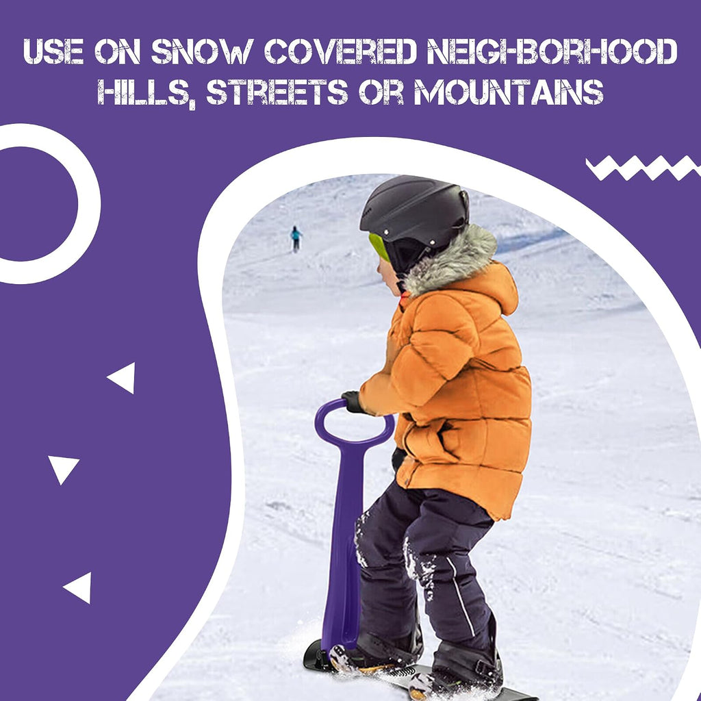 Winter Fun Ski Skate, Foldable Snow Scooter, Ski Skooter, Snow Sled, and Kids Snowboard with LED Light –