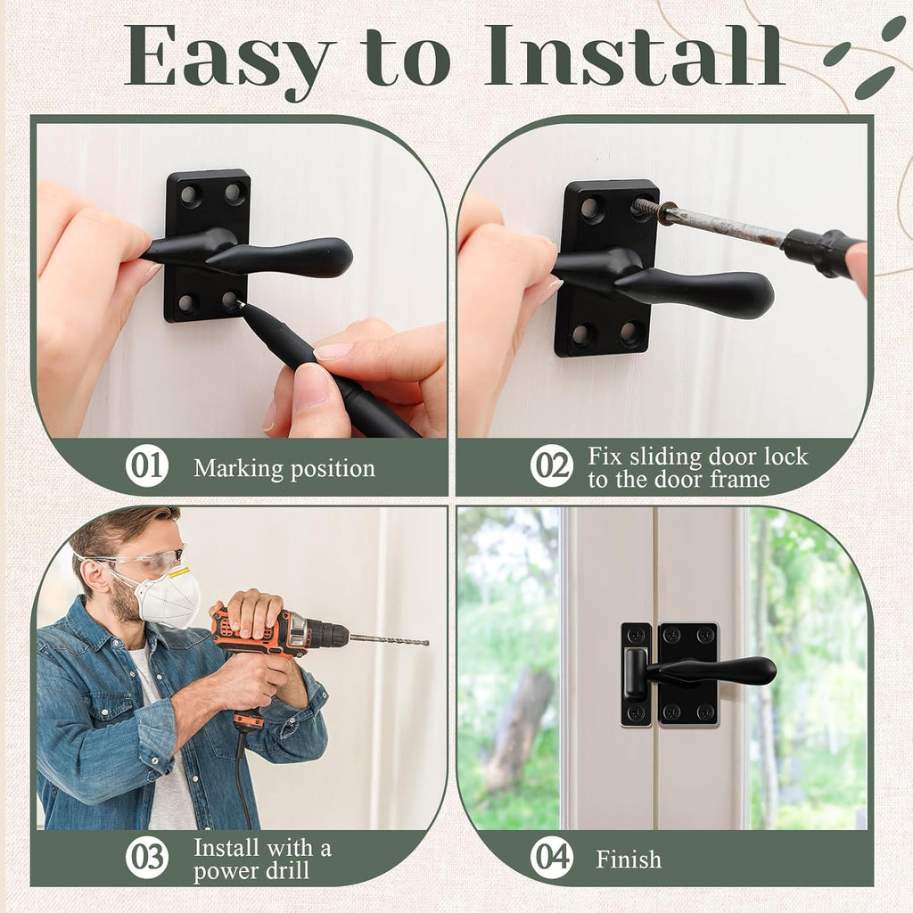 2 Pack Matte Black Casement Window Lock 1-7/8 Inch Zinc Alloy Window Sash Lock Latch Replacement for Home Casement