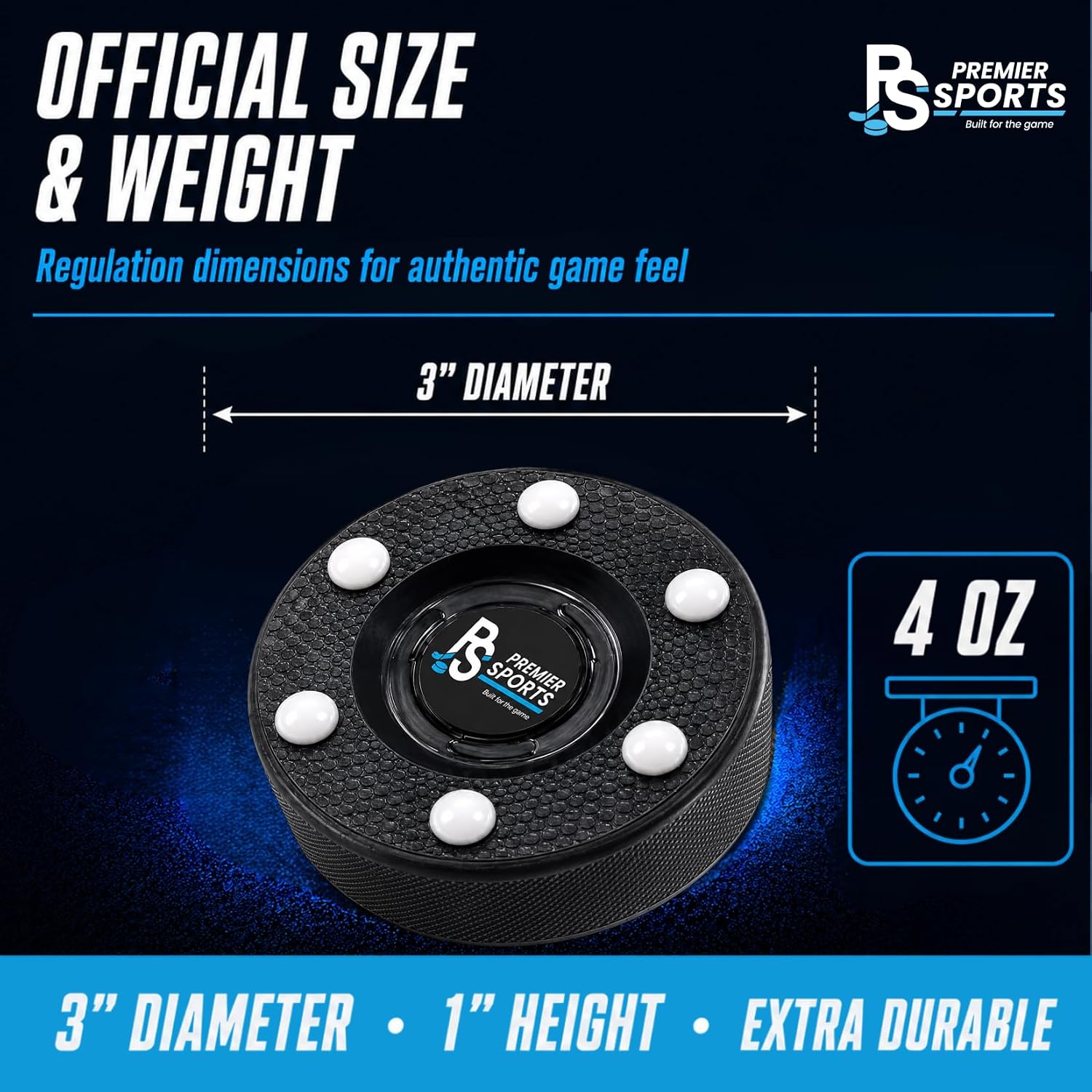 Inline Hockey Pucks – Fast Glide with 6 Slider Dots, Crosshatch Design | Realistic Feel – Street, Roller and DEK Hockey