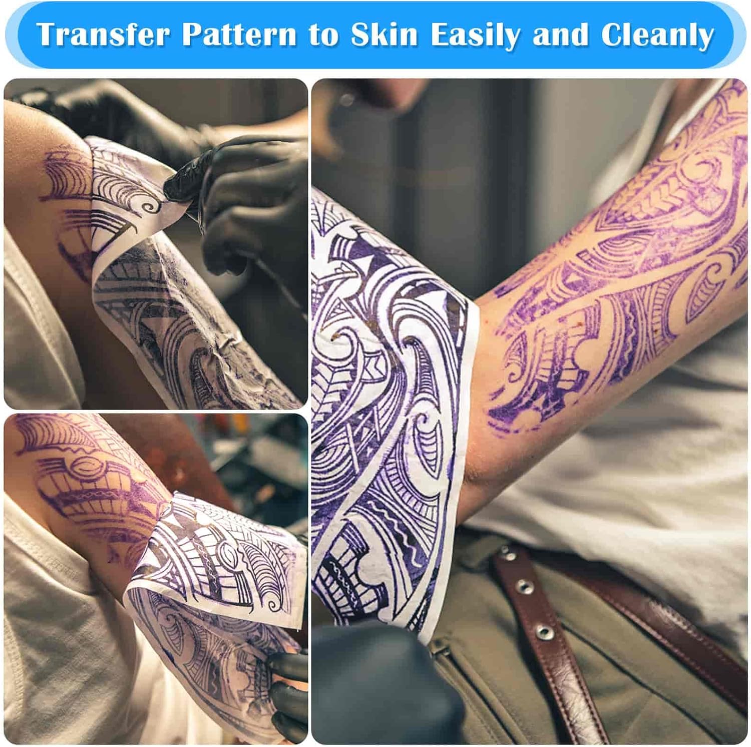 50 Sheets Tattoo Transfer Paper, Cridoz Tattoo Stencil Paper for Tattooing, Transfer Paper for Tattooing, A4 Size 8