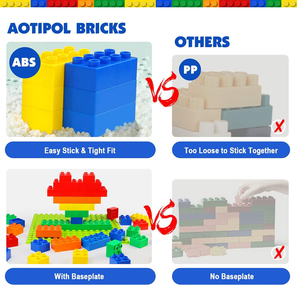 Building Blocks for Kids Toddlers Including a Baseplate, 101-piece Large Classic Building Bricks Set for Kids of All