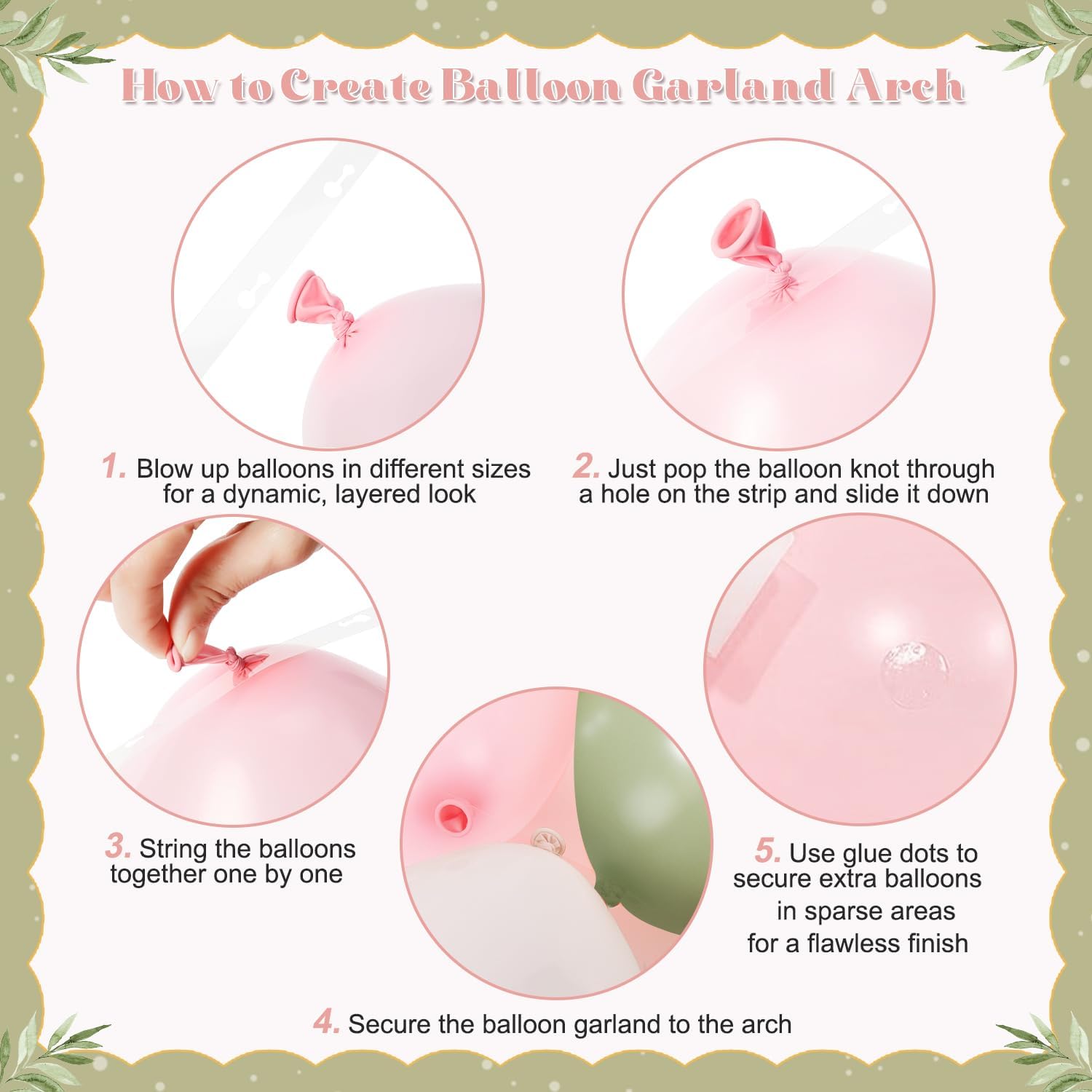 Sage Green Pink Gold Balloon Arch Kit, 128Pcs Sage Green Pastel Pink Light Pink Gold Sand White Balloons for Boho