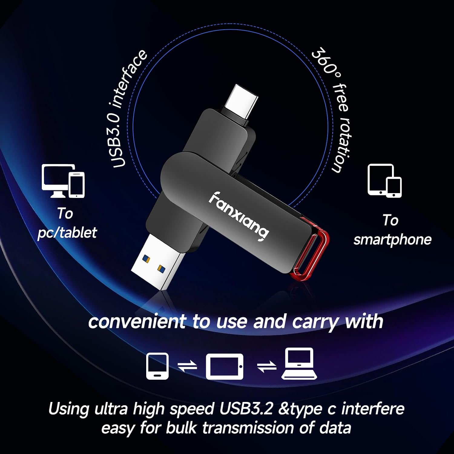 512GB Flash Drive Up to 560MB/s External SSD,Type C & USB-A 3.2 Gen 2, Thumb Drive,Memory Stick for