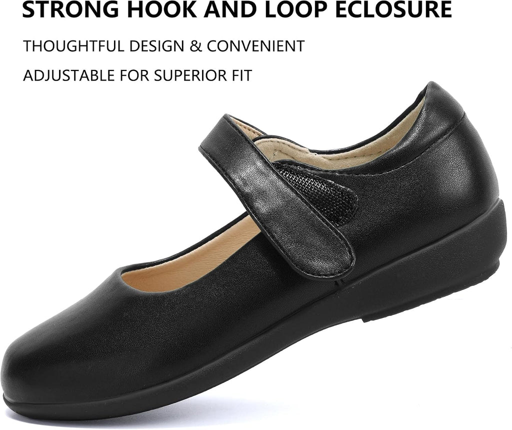 Girls Mary Jane School Uniform Flats Dress Shoes | Toddler/Little Kid/Big Kid, Roomy Round Toe, Breathable Insoles