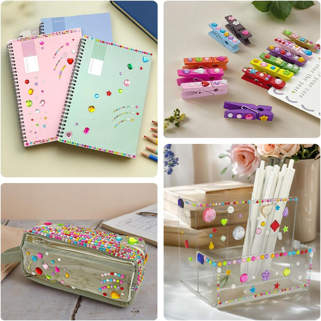 2774 Pcs Gem Stickers Jewels for Crafts, Self Adhesive Rhinestone Jewel Stick on Gems, Acrylic Bling Heart Stickers