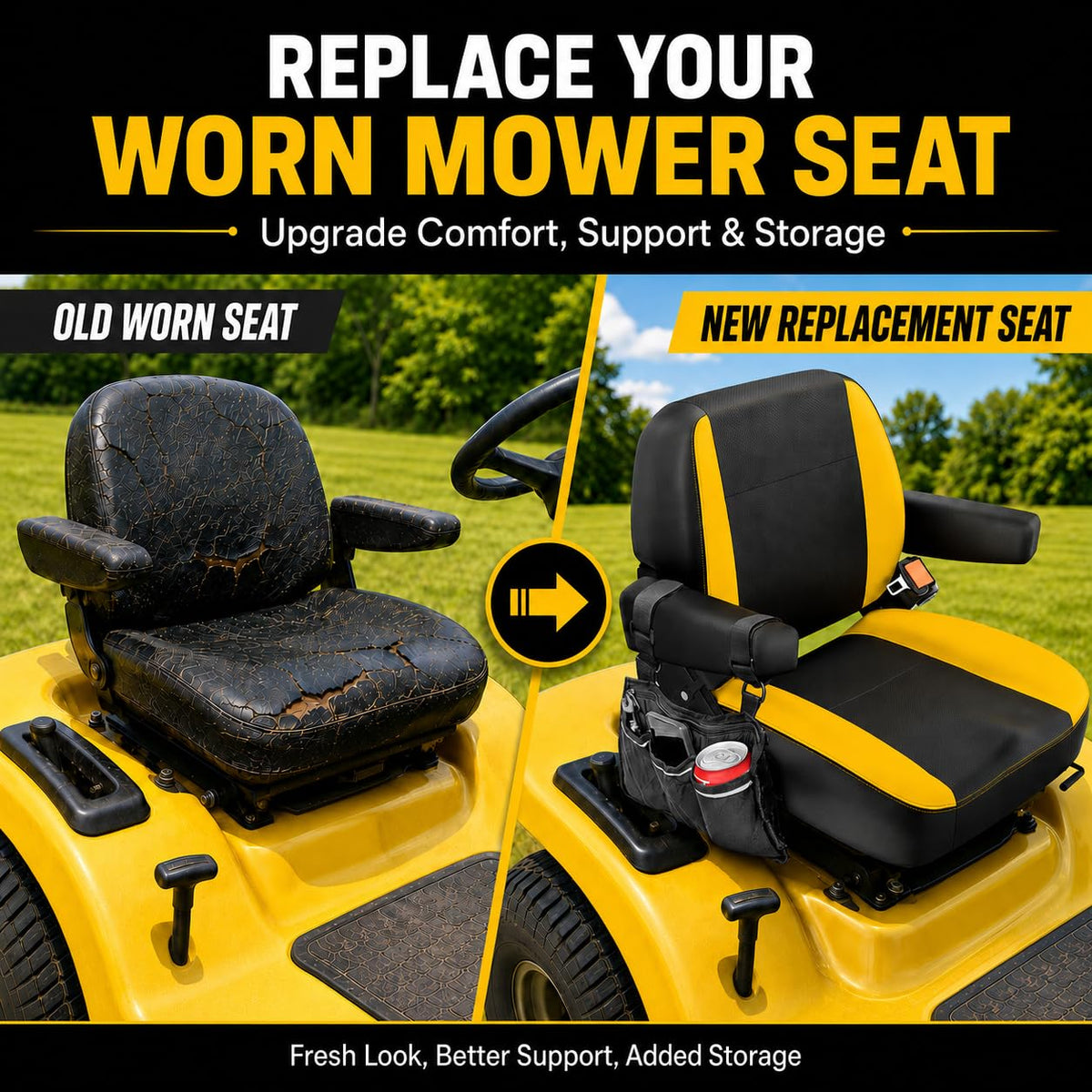 Universal Tractor Lawn Mower Seat Compatible Select John Deere Cub Cadet