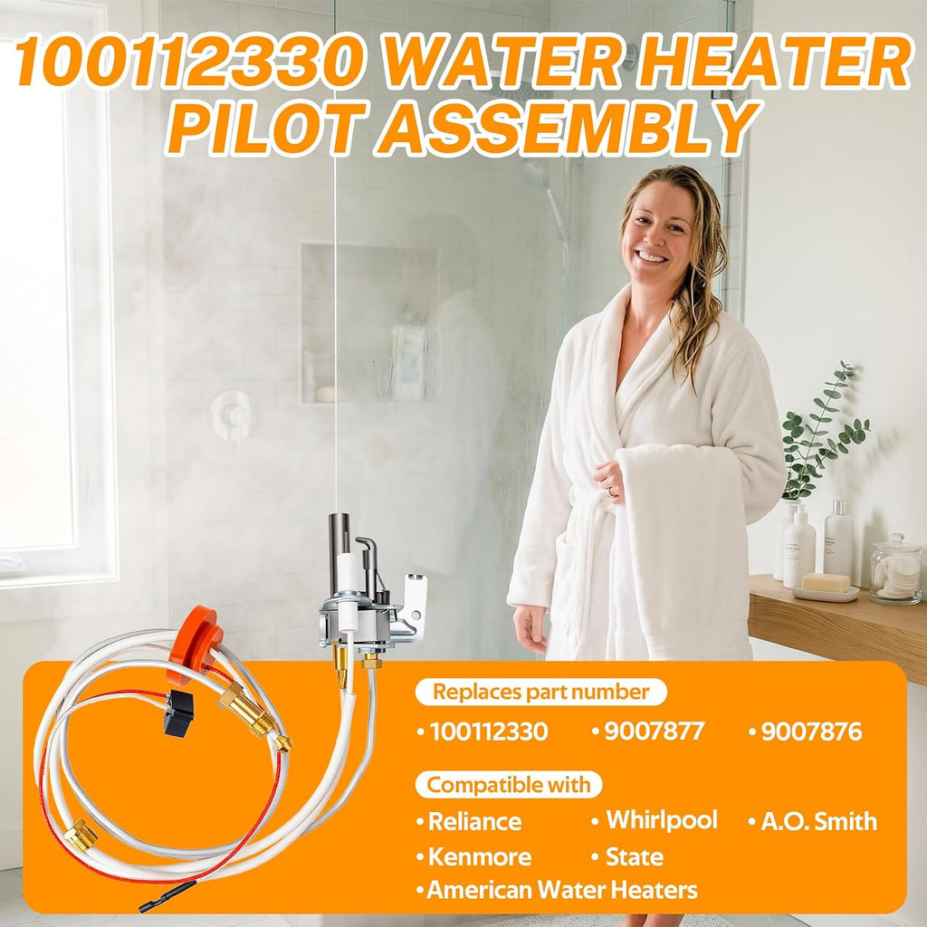 Upgraded 100112330 Water Heater Pilot Assembly for Whirlpool 300/301 Series