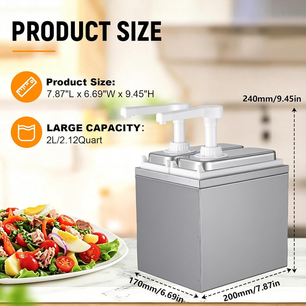 2L Sauce Dispenser Pump, Leak-Proof Condiment Pump Station
