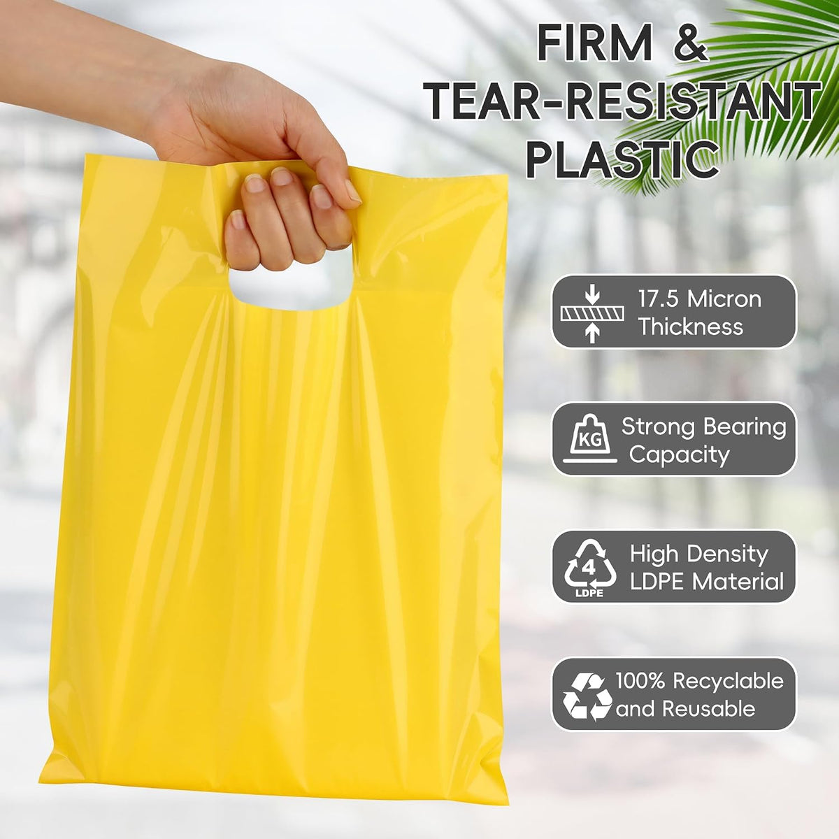 9x12 Assorted Colors Plastic Gift Bags with Handles 100 Pack