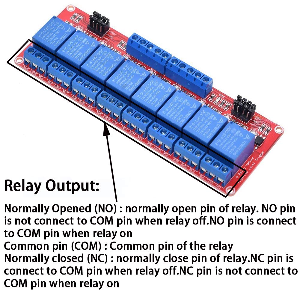 5V 8 Channel Relay with Optocoupler High/Low Level Trigger