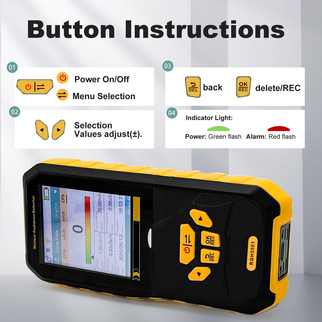 Nuclear Radiation Detector, Geiger Counter Dosimeter for Beta Gamma X-ray Monitoring Tester
