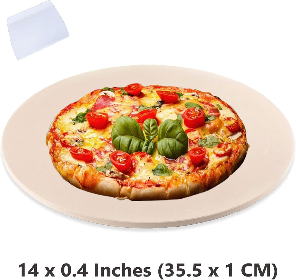 14" Cordierite Round Large Pizza Stone for Oven or BBQ Grill