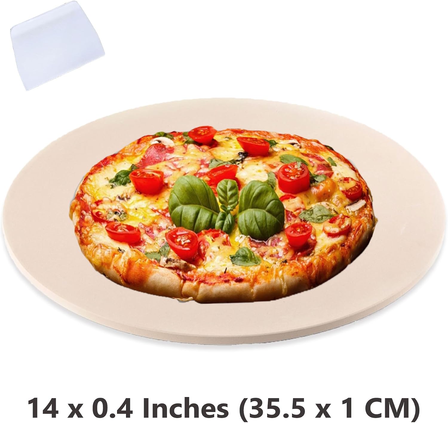 14" Cordierite Round Large Pizza Stone for Oven or BBQ Grill