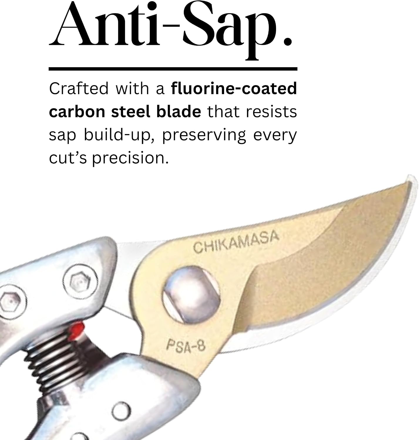 CHIKAMASA PSA-G8 Professional Sharp Pruning Shears with a Die-Cast Aluminum Handle. Fluorine coated blades, Perfect