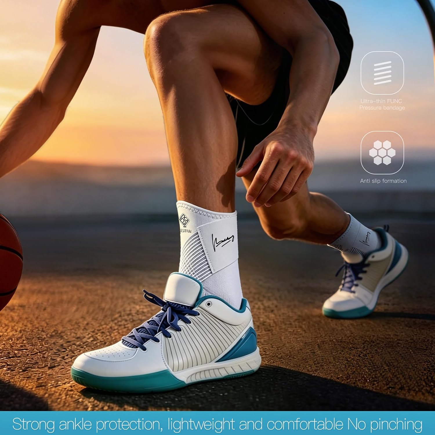 Ultra-Thin Ankle Brace for Women Men, Breathable Compression Ankle Support for Sprained Ankle, Achilles Tendonitis &